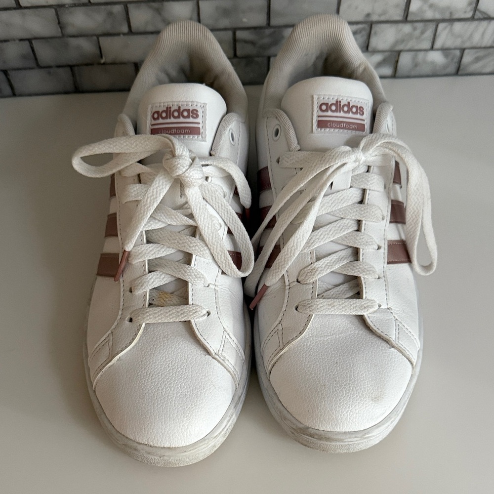 Adidas White and Rose Gold Cloud Foam sneakers W9.5